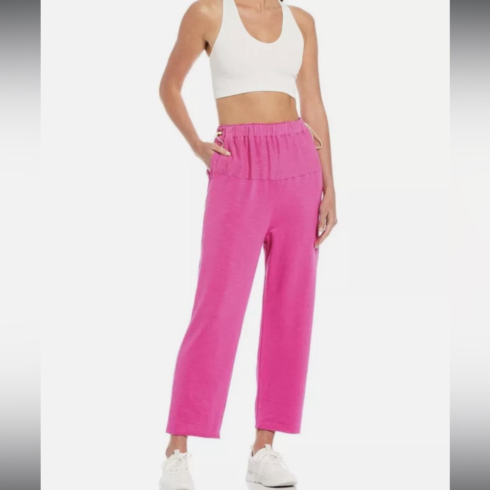 Free People Movement Pink Lounge Pants Raw Edge Cinch Waist
